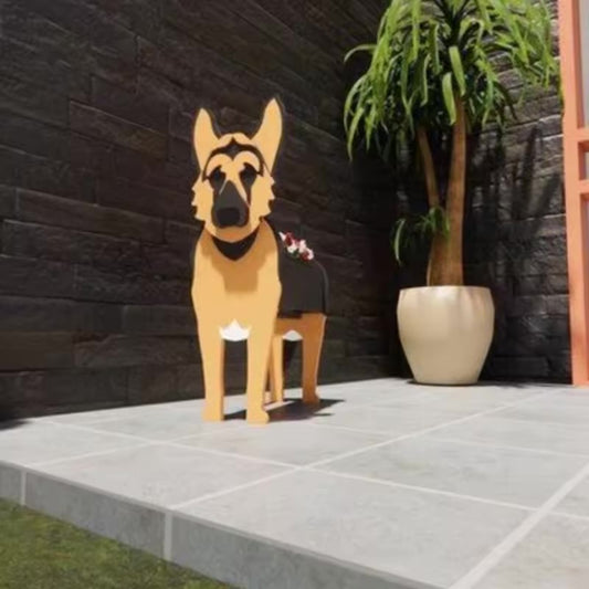 German Shepherd pup planter