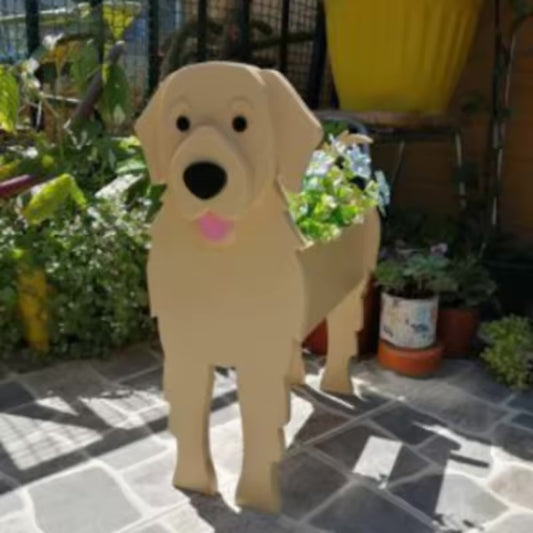 golden retriever pup planter